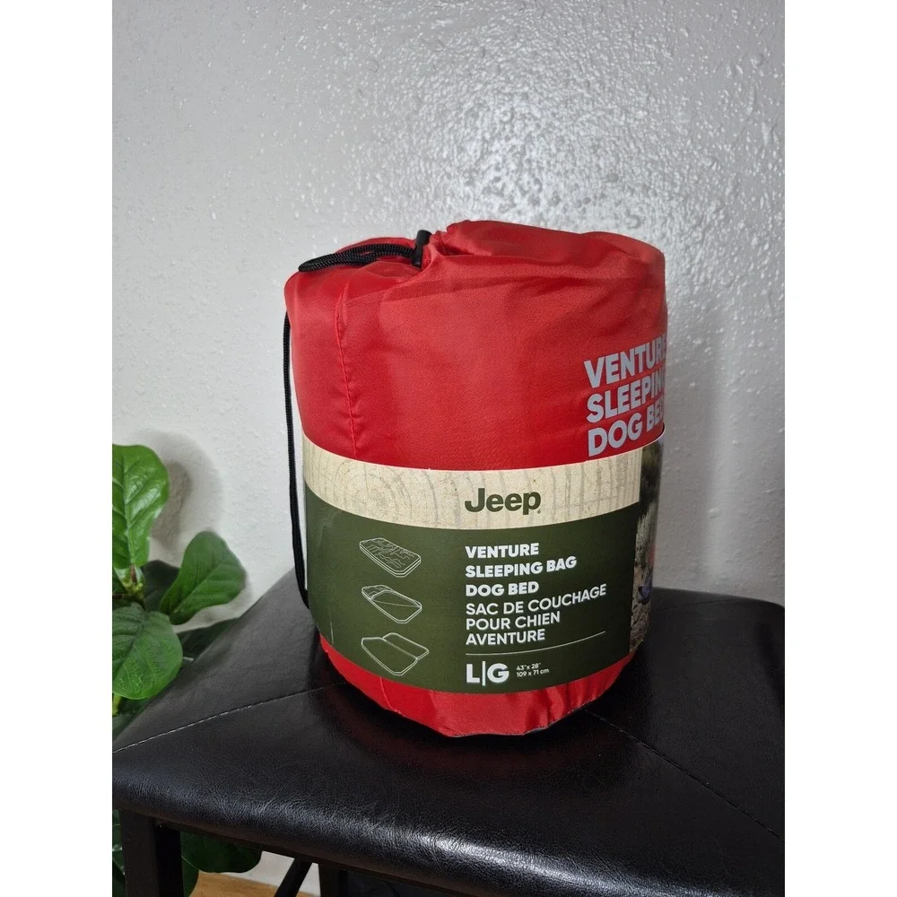 New Jeep Venture Sleeping Bag Dog Bed, Colorado Red, Large, Camping Sleep Travel